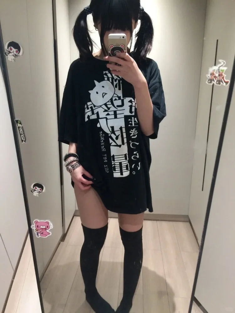 Women’s Y2K Cotton Oversized Graphic T‑Shirt