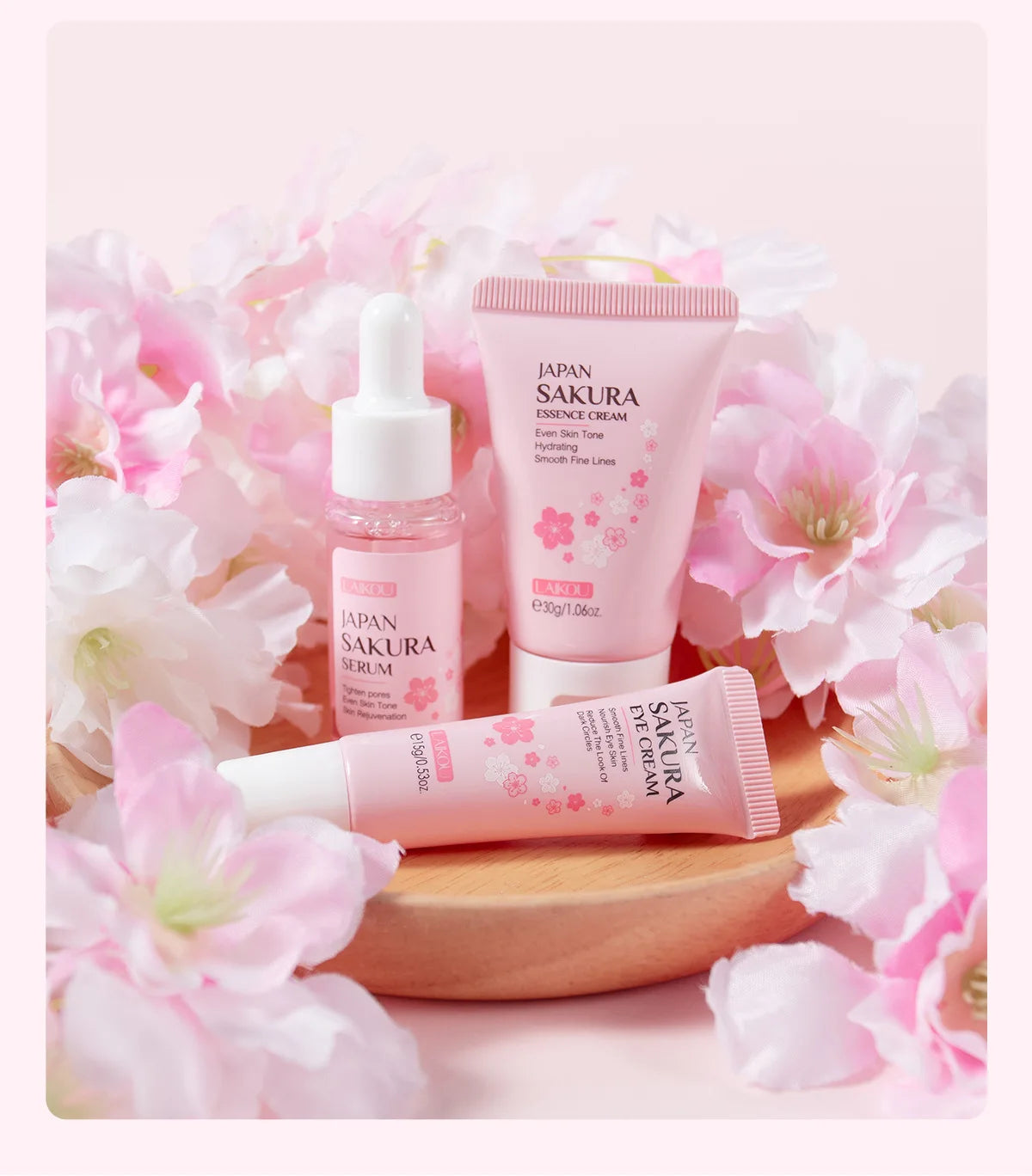 3pcs/set Sakura Skin Care Sets Face Cream Serum Eye Cream Face Beauty Products for Women Daily Moisturizing Skin Care Products
