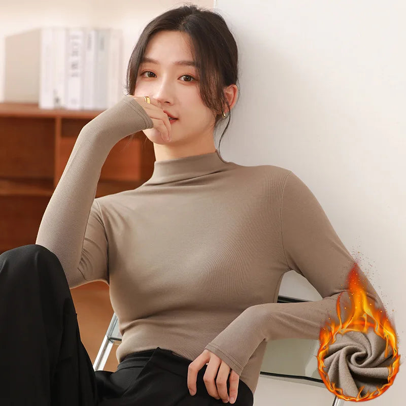 Women Half‑Turtleneck Modal Bottoming Shirt