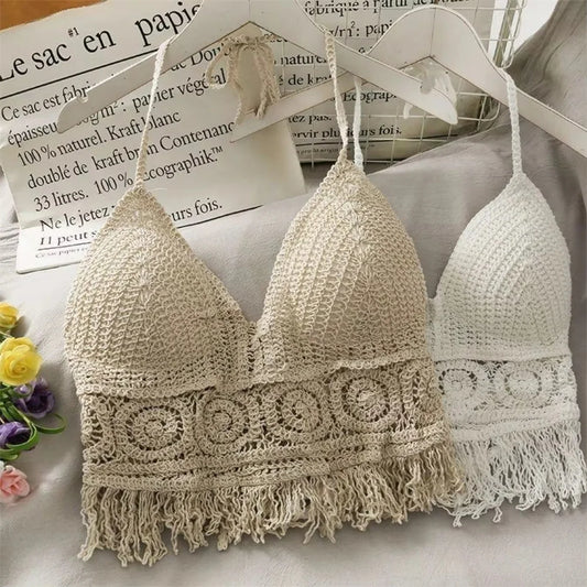 Boho Fringe Halter Crop Top