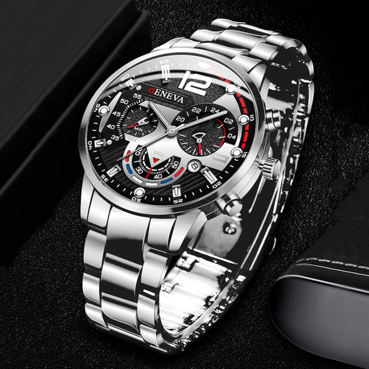 Fashion Men's Watches: Stainless Steel Band Analog Quartz Wristwatch