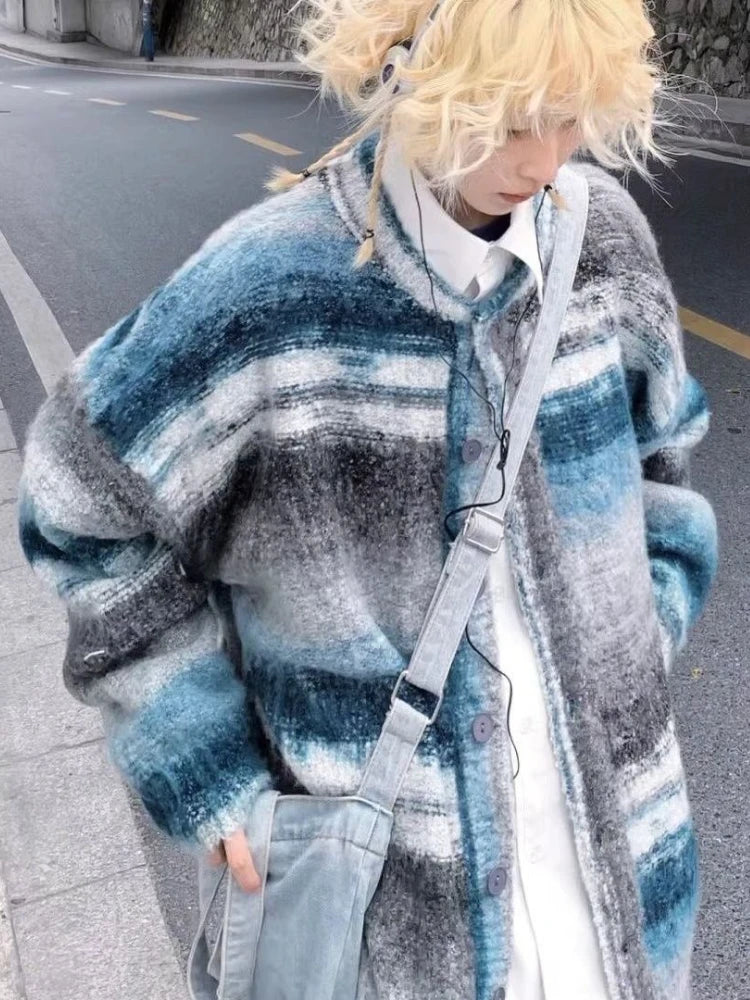 Y2K Striped Knit Cardigan