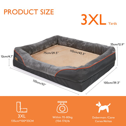 Large Dog Bed Soft Comfortable Anti Allergy Warm Fleece Removable Washable Cover Pet Bed Waterproof