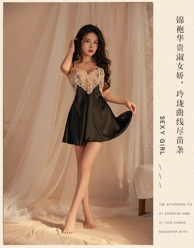 Midnight Lace Backless Nightdress