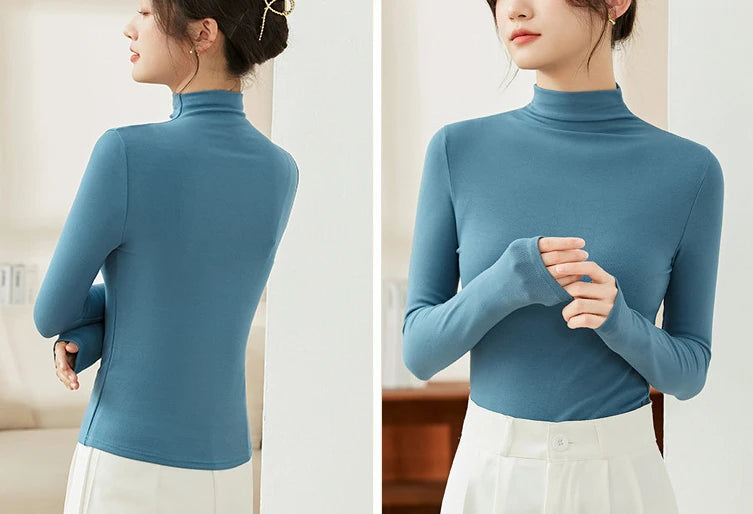 Women Half‑Turtleneck Modal Bottoming Shirt