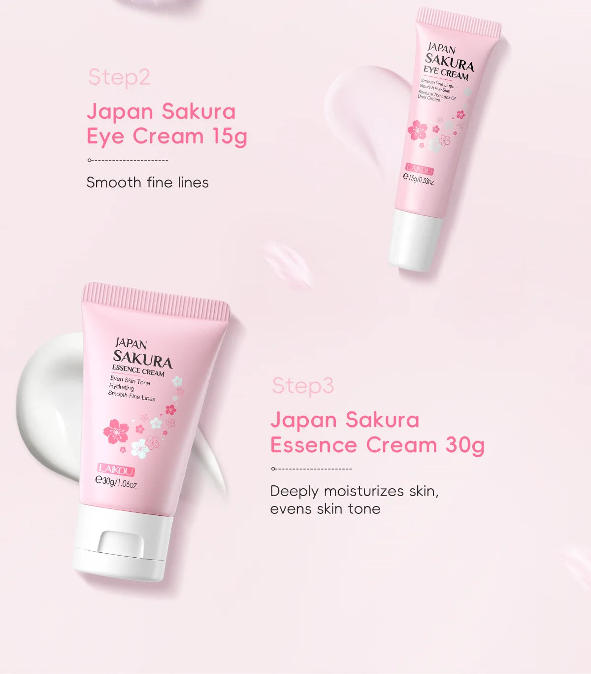 3pcs/set Sakura Skin Care Sets Face Cream Serum Eye Cream Face Beauty Products for Women Daily Moisturizing Skin Care Products