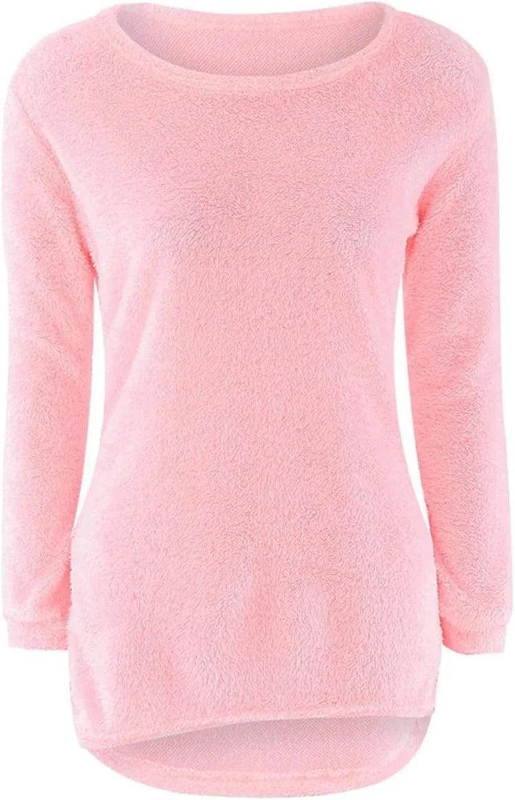 Women Warm Solid‑Color O‑Neck Loose Knit Sweater