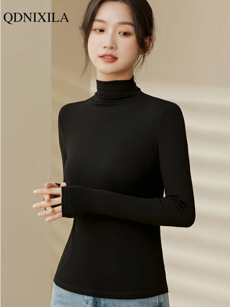 Women Half‑Turtleneck Modal Bottoming Shirt