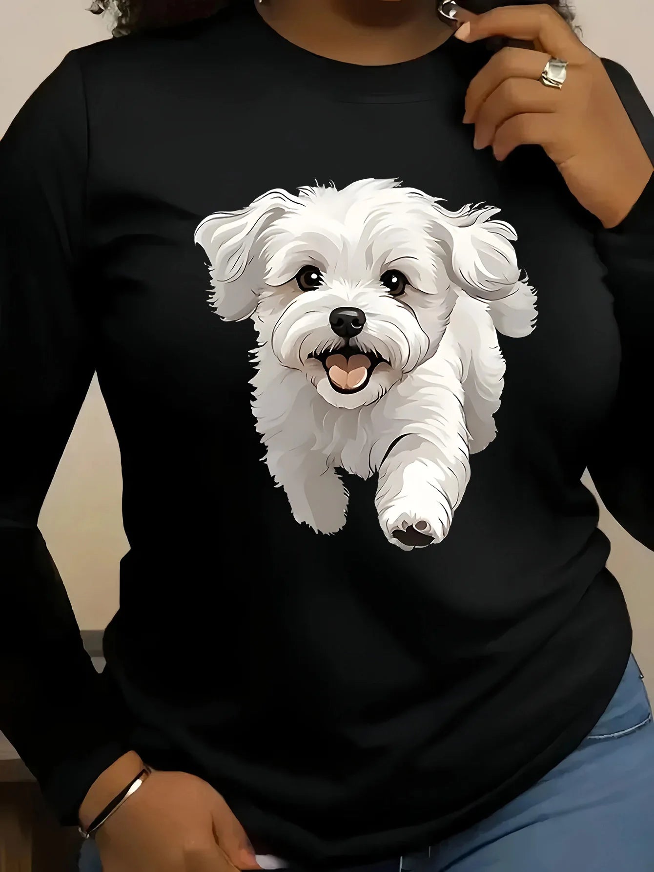 Women’s Cotton Printed Long‑Sleeve Top