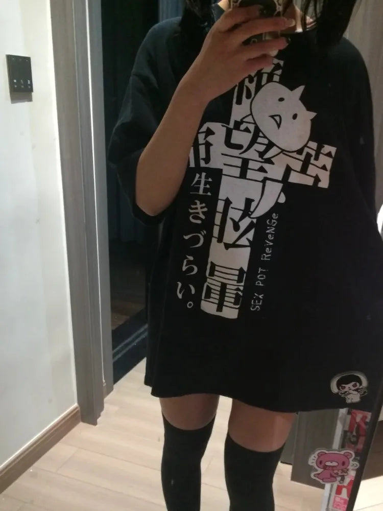 Women’s Y2K Cotton Oversized Graphic T‑Shirt