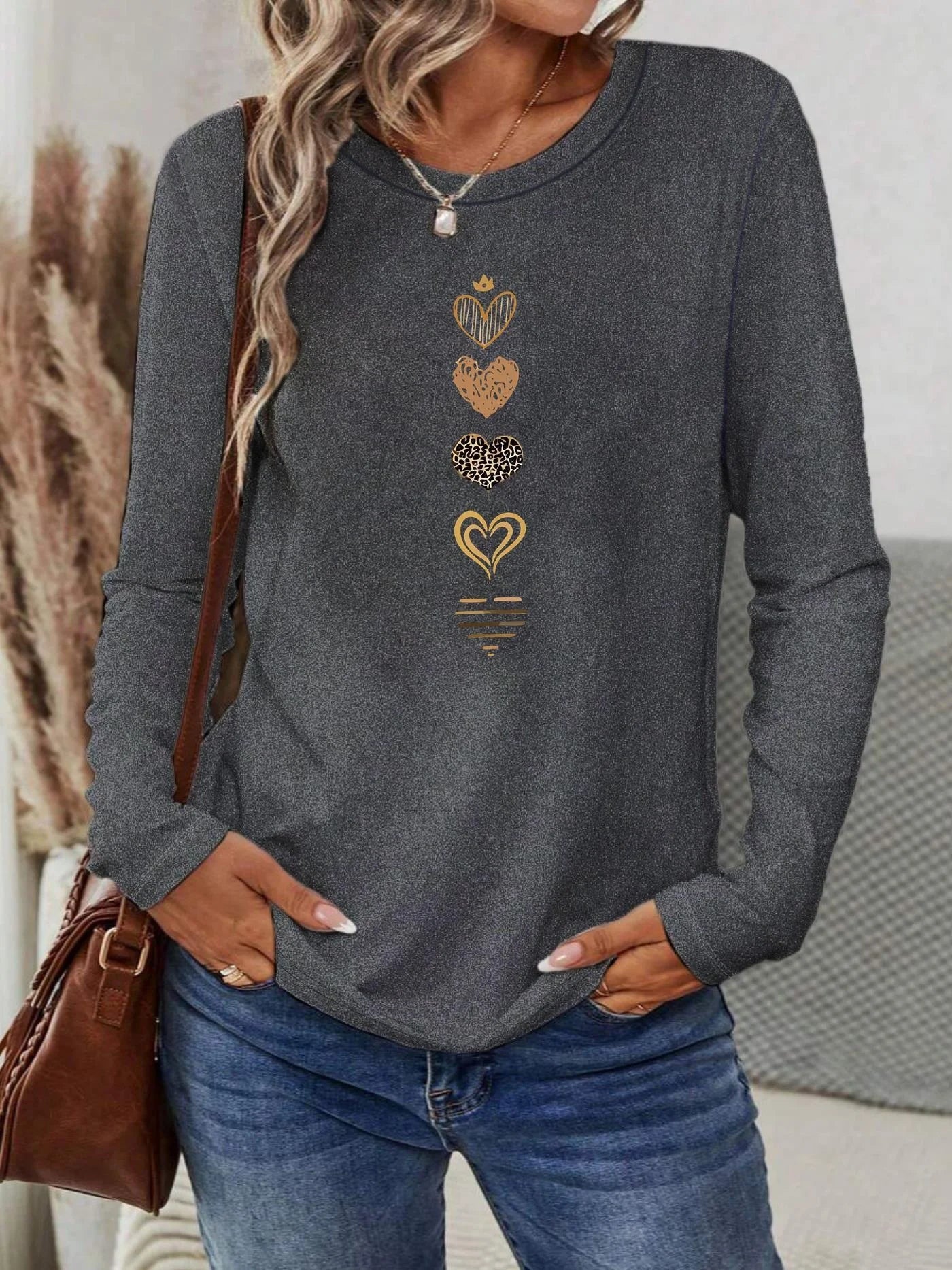 Women’s Cotton Printed Long‑Sleeve Top