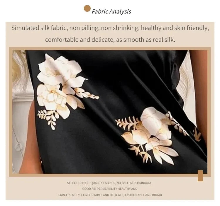 Midnight Blossom Satin Nightdress