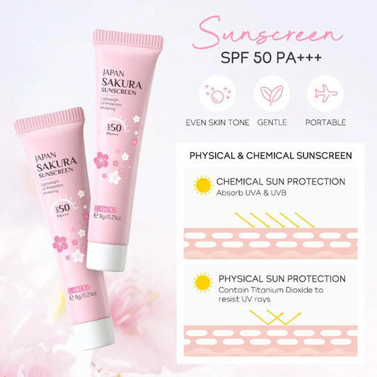 4pcs/Bag Sakura Skin Care Sets Facial Cleanser Face Face Toner Sunscreen Moisturizing Smoothing Nourishing Skincare Product