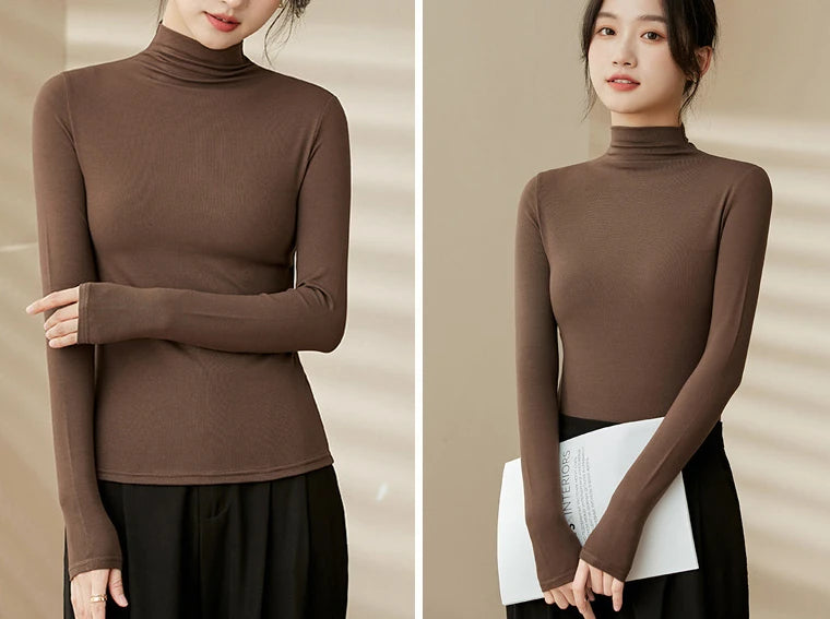 Women Half‑Turtleneck Modal Bottoming Shirt