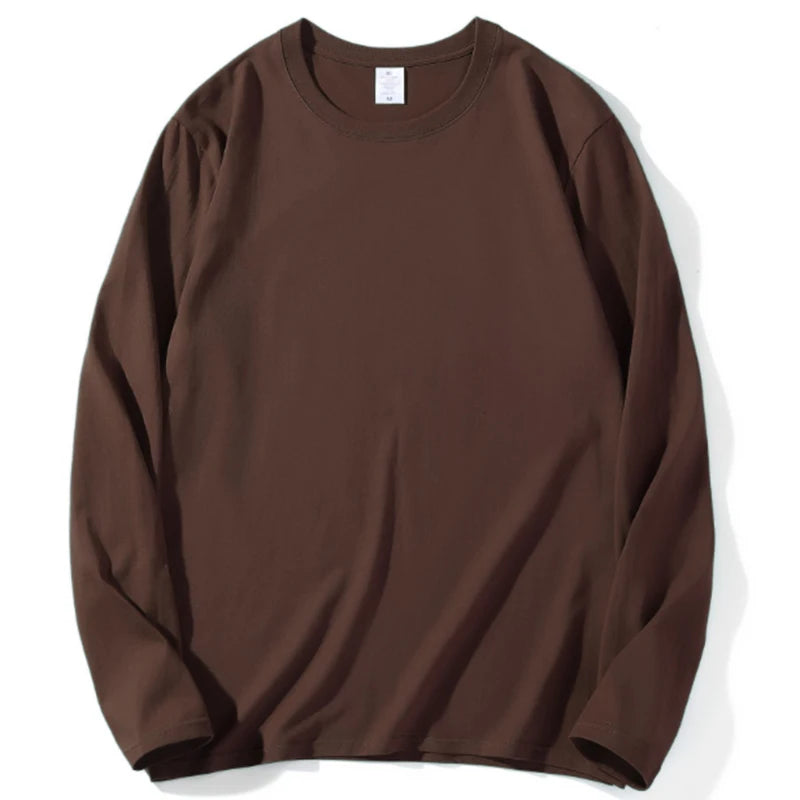 Women Leisure Cotton Long‑Sleeve Round‑Neck Top