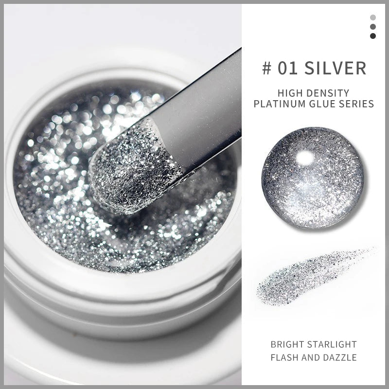 High Density Glitter Platinum Line Art UV Gel (5g)