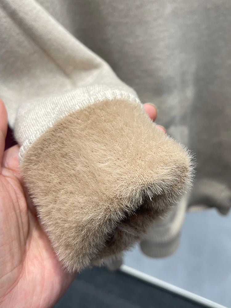 Women’s Velvet‑Lined Thick Turtleneck Sweater