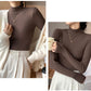 Women’s Slim Half‑Turtleneck Knitted Pullover Sweater