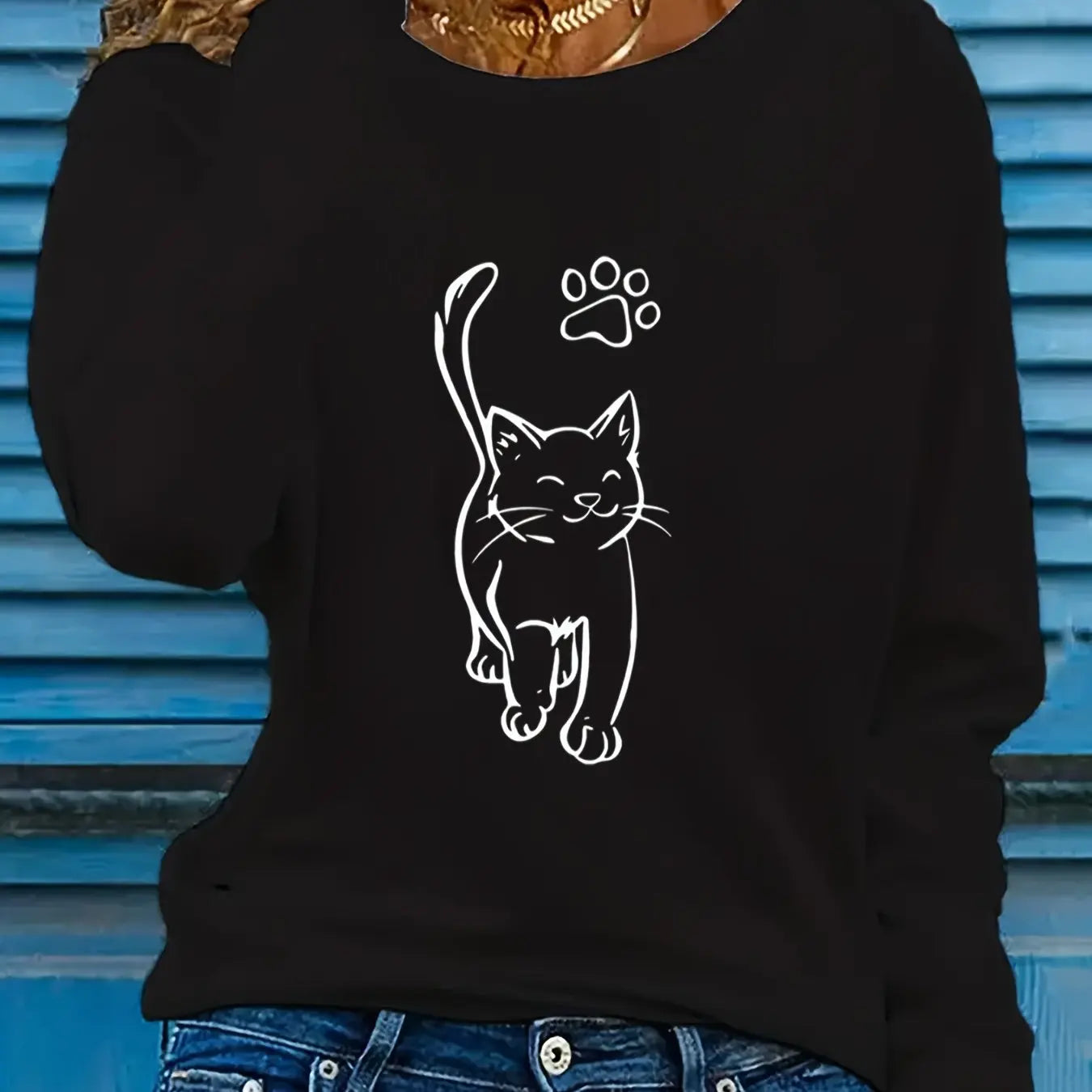 Women’s Cotton Printed Long‑Sleeve Top