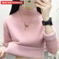 Turtleneck Winter Sweater Women Elegant Thicken Velvet Lined Warm Sueter Knitted Pullover Slim Tops Jersey Knitwear Jumper New