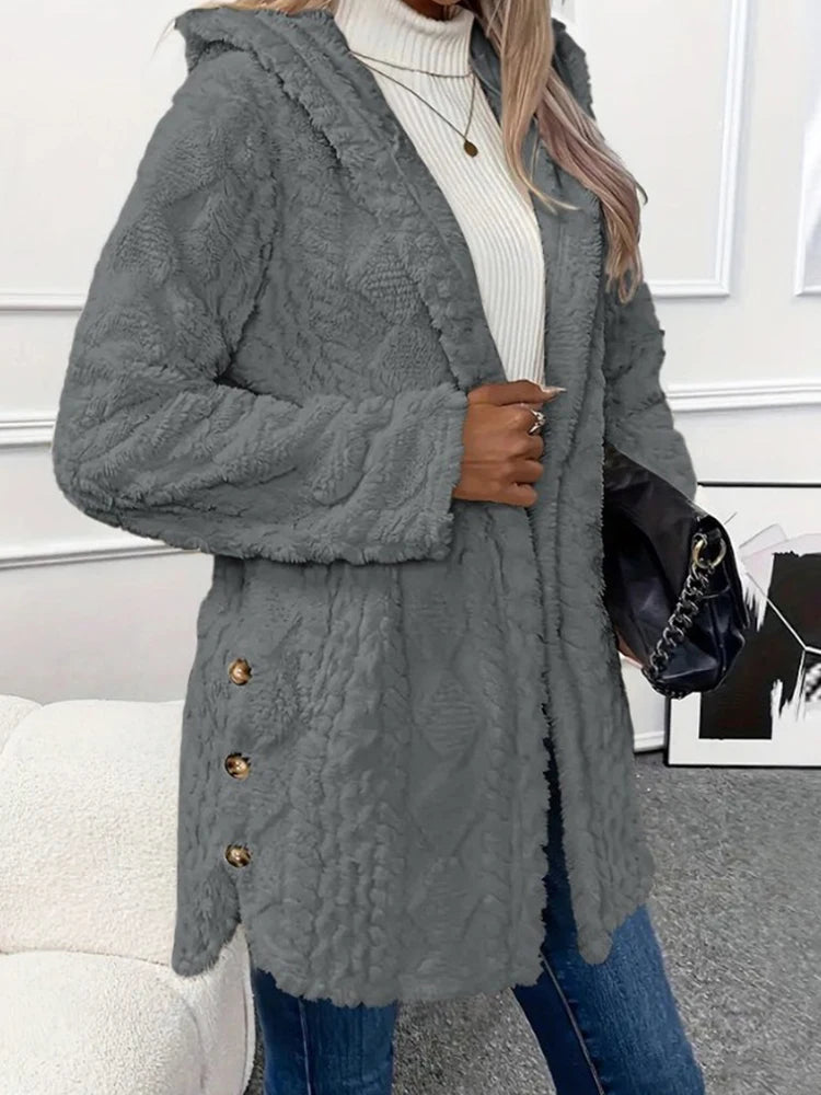 Women’s Thick Plush Hooded Cardigan
