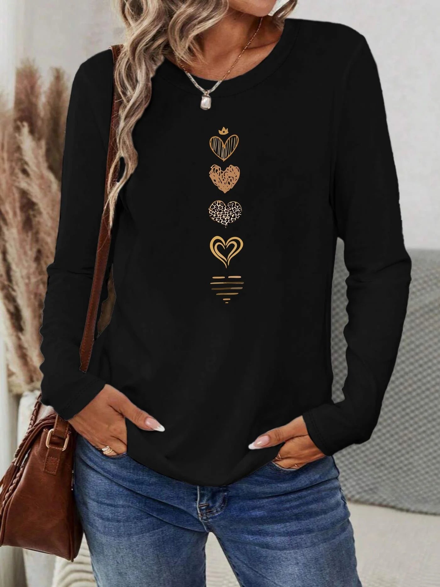Women’s Cotton Printed Long‑Sleeve Top