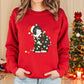 Women’s Christmas Cat Long‑Sleeve Pullover Sweater