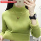Turtleneck Winter Sweater Women Elegant Thicken Velvet Lined Warm Sueter Knitted Pullover Slim Tops Jersey Knitwear Jumper New