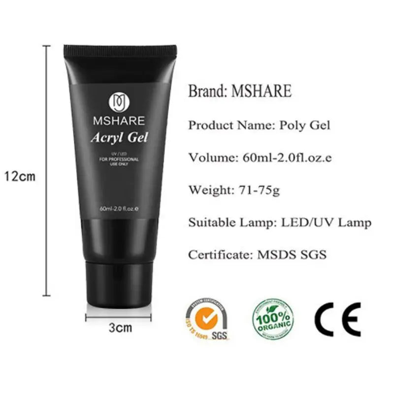 MSHARE 60g Hema-Free TPO Poly Nail Extension Gel