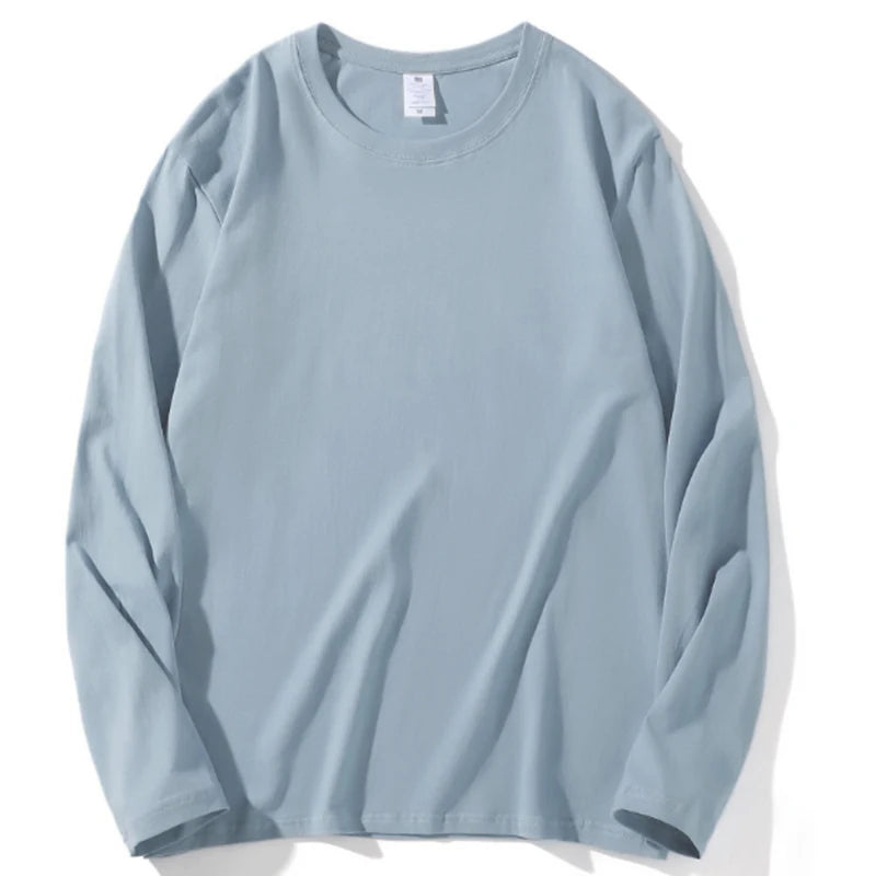 Women Leisure Cotton Long‑Sleeve Round‑Neck Top