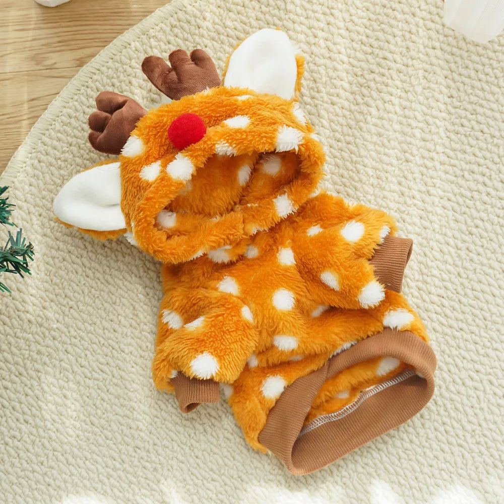 1pc Cute Christmas reindeer pet clothing is a must-have item for small cats and dogs during Christmas