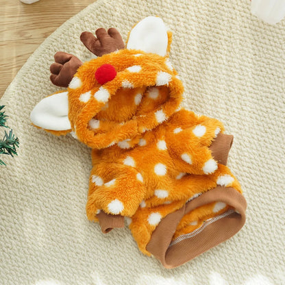 1pc Cute Christmas reindeer pet clothing is a must-have item for small cats and dogs during Christmas