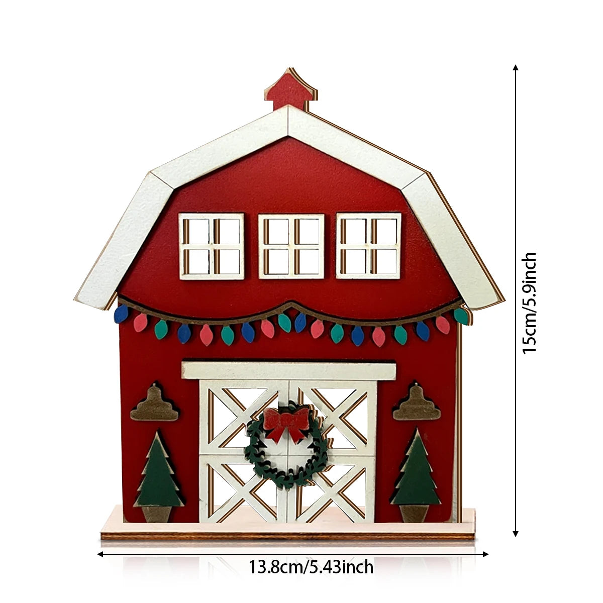 Festive Wooden Barn - shaped Ornament