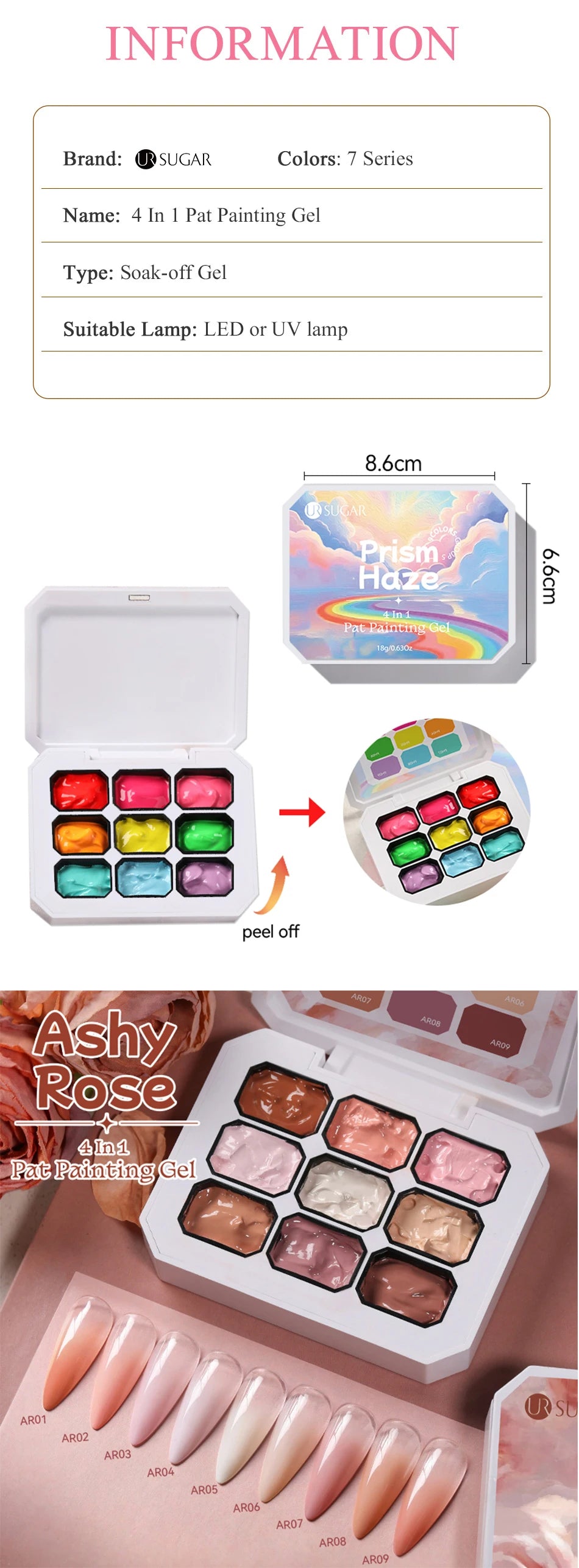 UR SUGAR 9-Color Pat Painting Gel Palette