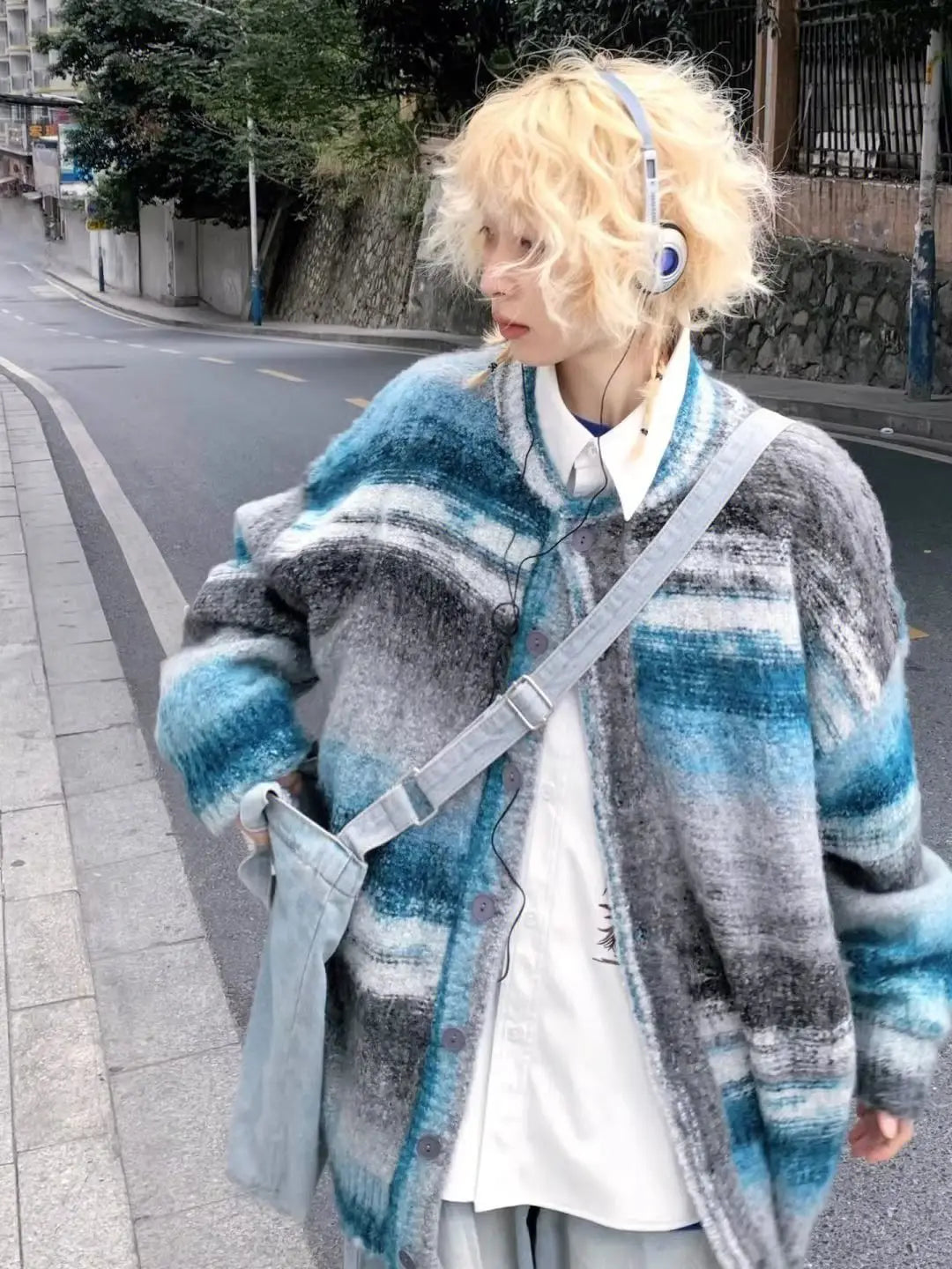 Y2K Striped Knit Cardigan
