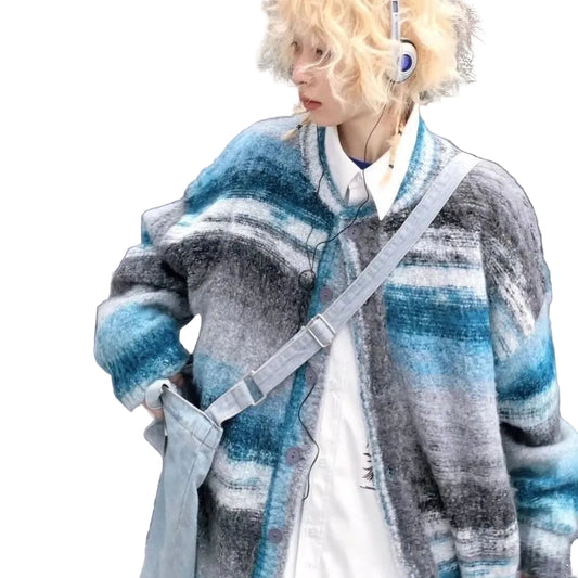 Y2K Striped Knit Cardigan