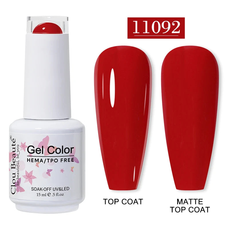 Clou Beaute 15ml HEMA/TPO-Free UV Gel Polish (Classic Red Collection)