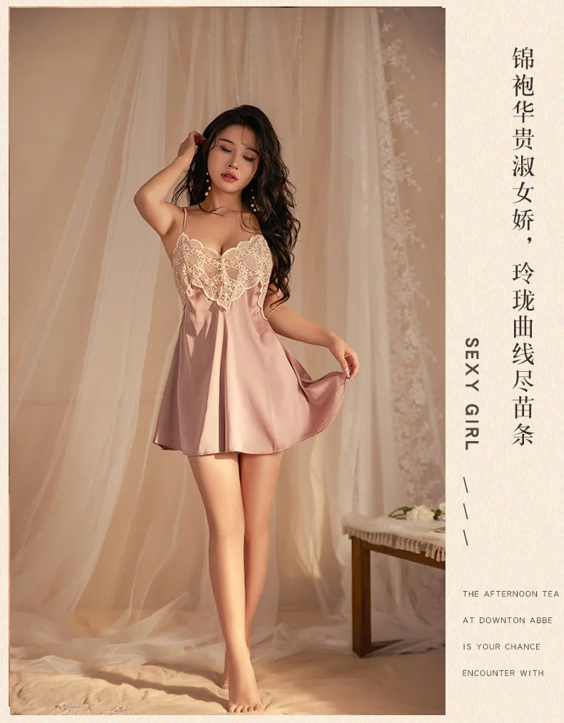 Midnight Lace Backless Nightdress