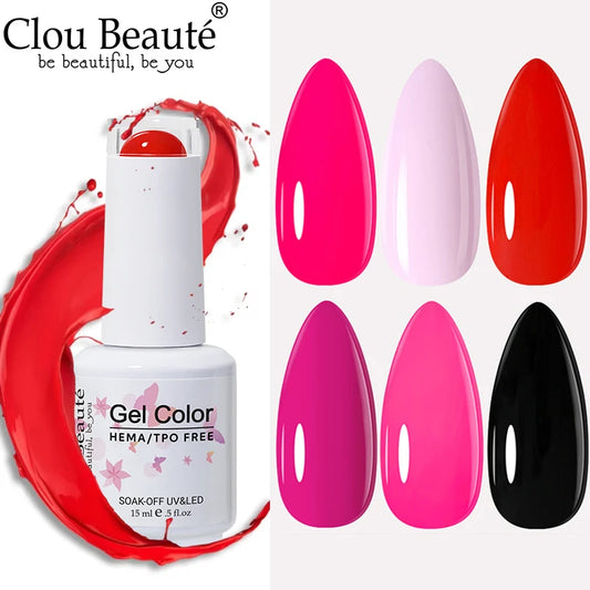 Clou Beaute 15ml HEMA/TPO-Free UV Gel Polish (Classic Red Collection)
