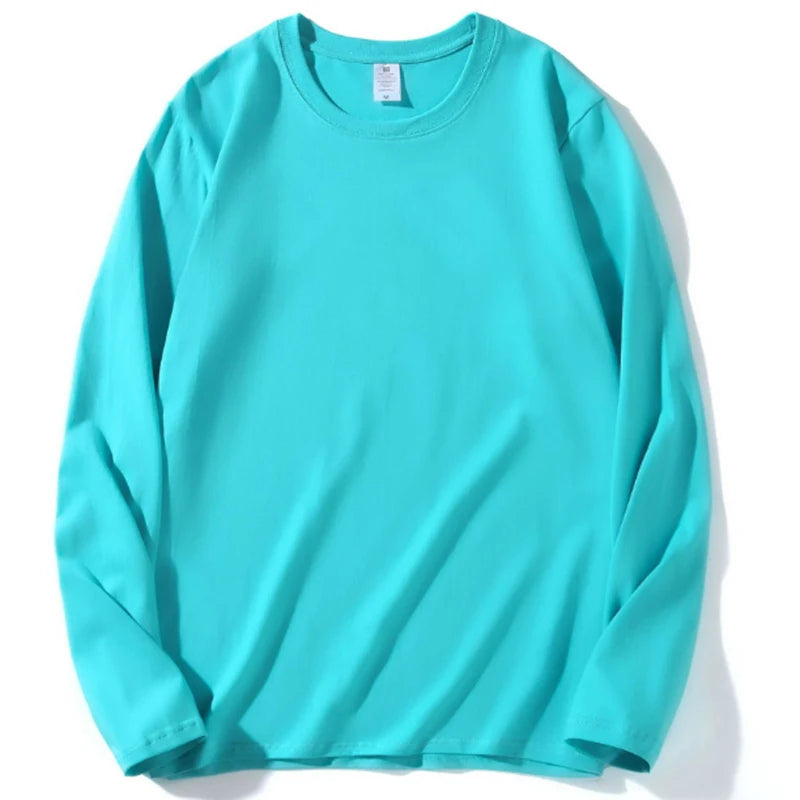 Women Leisure Cotton Long‑Sleeve Round‑Neck Top