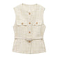Urban Chic Tweed Waistcoat – Belted Sleeveless Vest