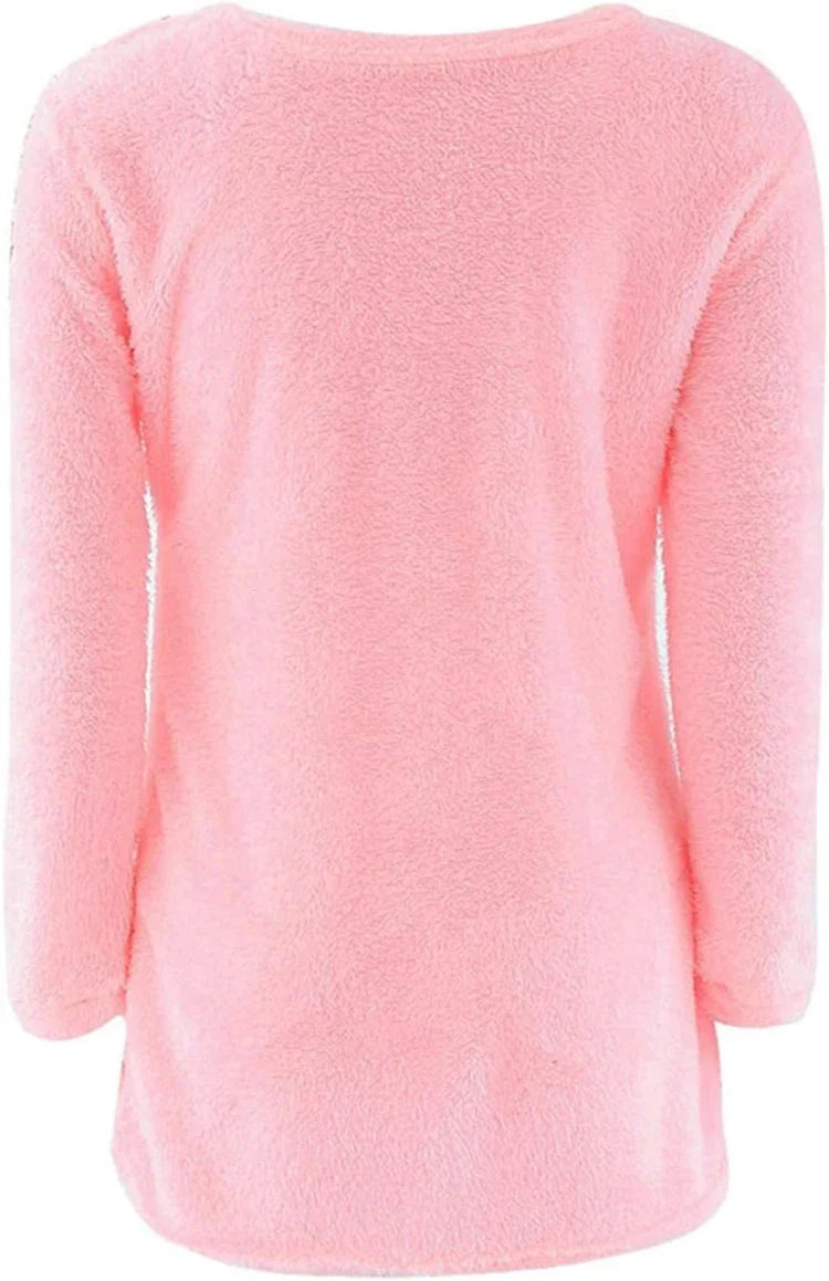 Women Warm Solid‑Color O‑Neck Loose Knit Sweater