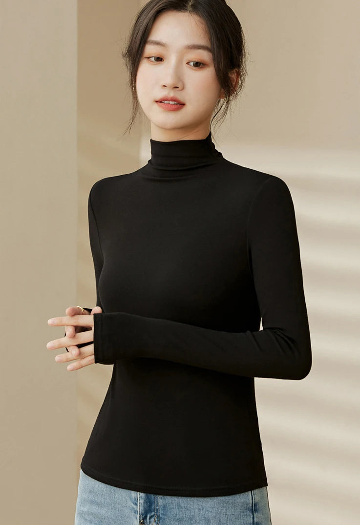 Women Half‑Turtleneck Modal Bottoming Shirt
