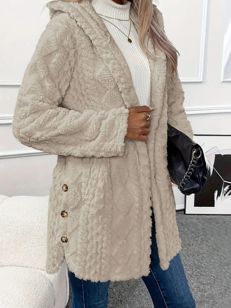 Women’s Thick Plush Hooded Cardigan