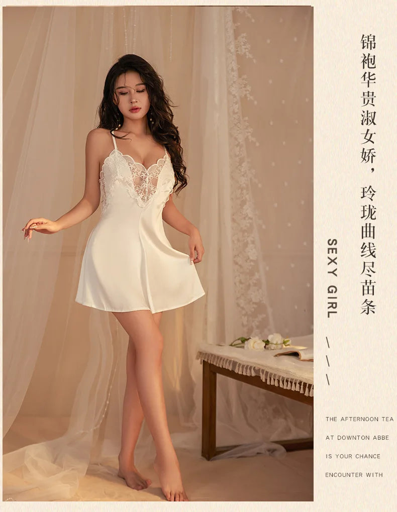 Midnight Lace Backless Nightdress