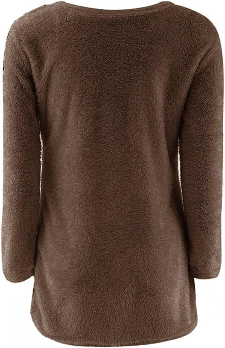 Women Warm Solid‑Color O‑Neck Loose Knit Sweater