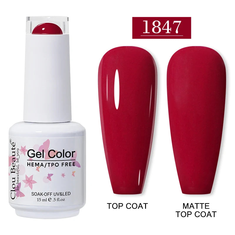 Clou Beaute 15ml HEMA/TPO-Free UV Gel Polish (Classic Red Collection)