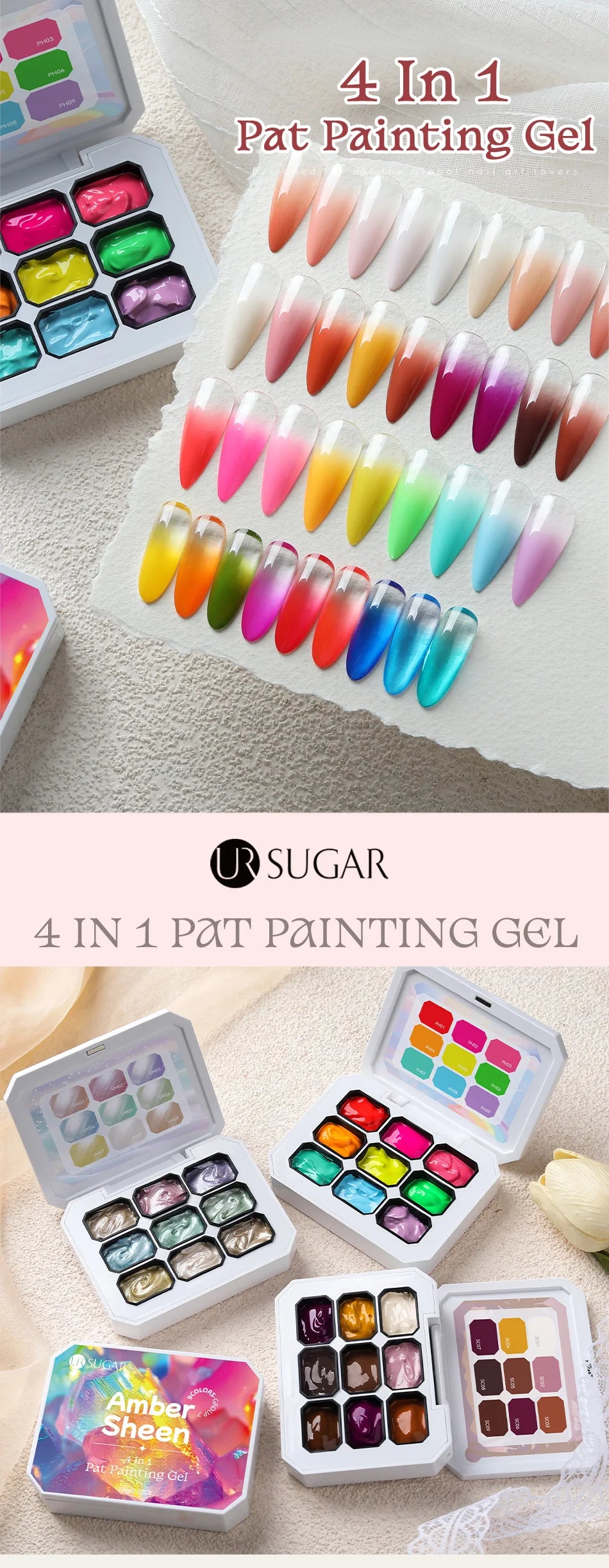 UR SUGAR 9-Color Pat Painting Gel Palette