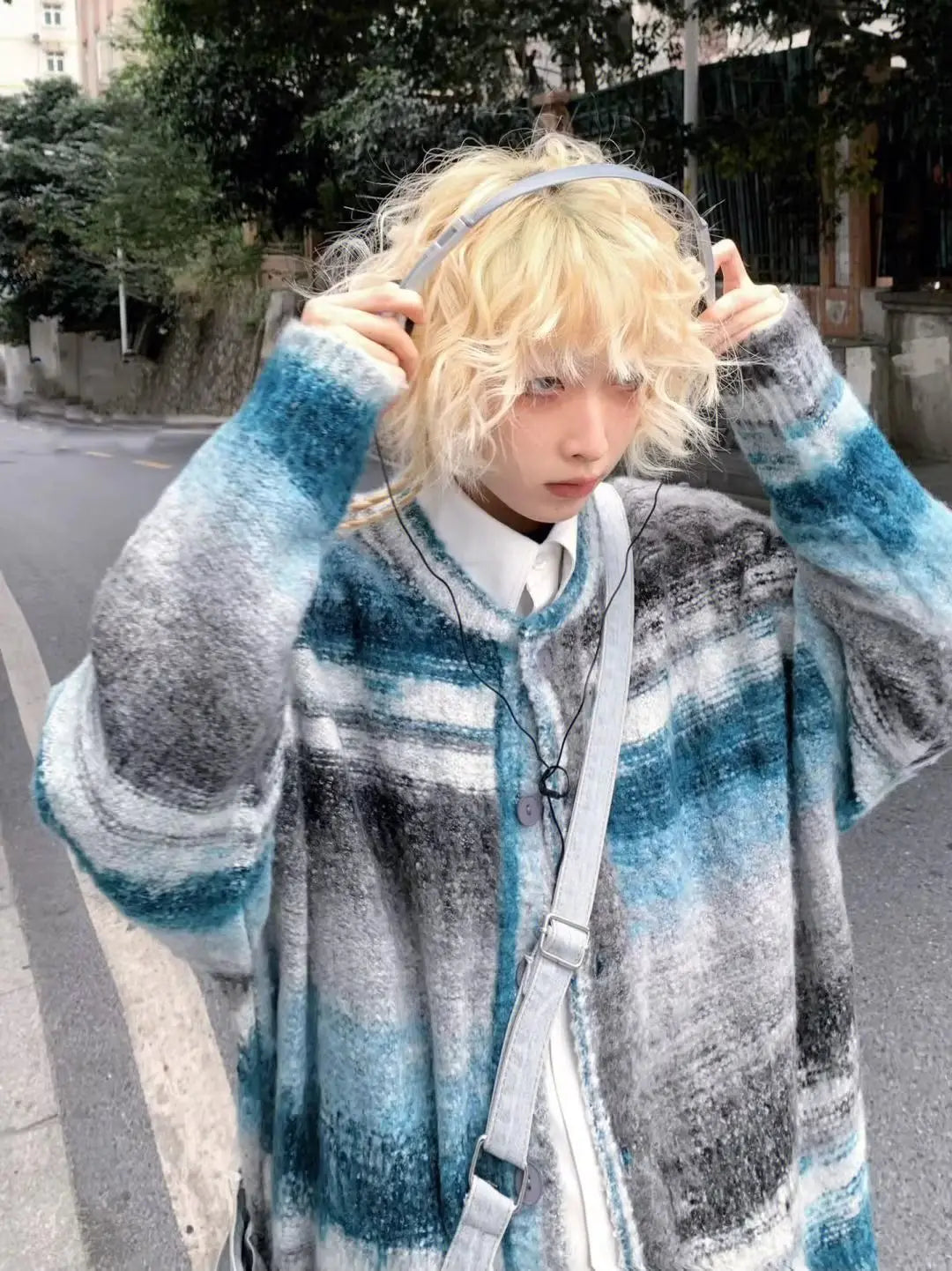 Y2K Striped Knit Cardigan