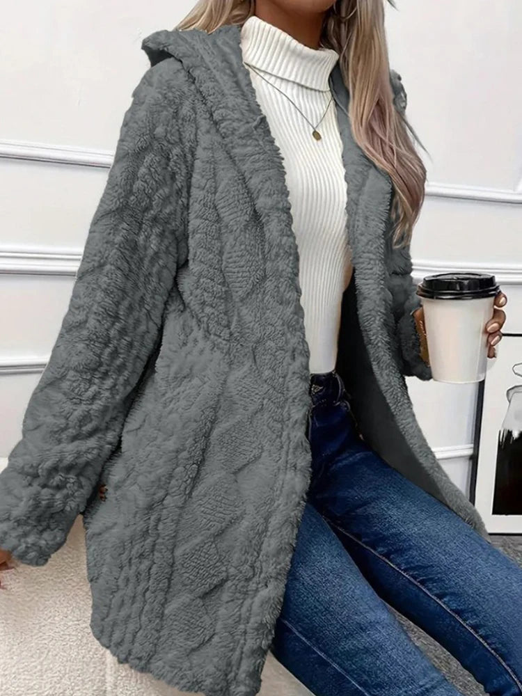Women’s Thick Plush Hooded Cardigan